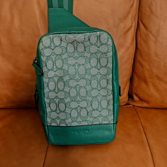 Coach Green Signature Canvas & Leather Sling Bag - Picture 5 of 5